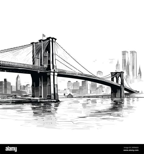 Brooklyn Bridge illustration dessinée à la main. Pont de Brooklyn ...