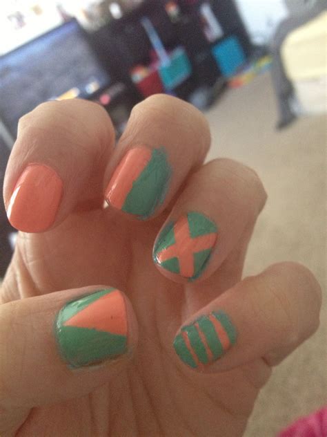 DIY nail art with tape . First attempt :D Nail Art Diy, Diy Nails, Cute Nails, Beautiful Nail ...