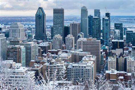 Montreal Skyline in winter editorial stock image. Image of belvedere ...