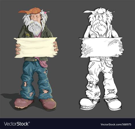 Homeless man with sign Royalty Free Vector Image