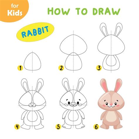 How To Draw A Cute Rabbit Step By Step. Drawing For Children, Learning. A Simple Picture Of A ...