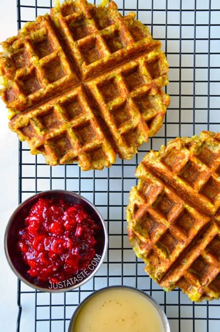 Leftover Stuffing Waffles - Just a Taste