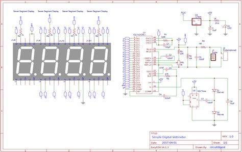 Simple Digital Voltmeter Circuit Diagram using ICL7107