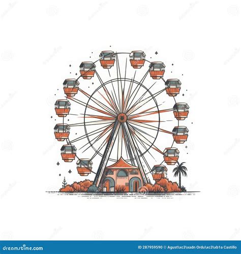 A Cartoon Illustration of a Fairground Ferris Wheel. Stock Illustration - Illustration of ...