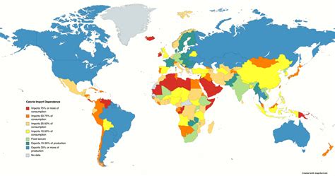 Percentage of Foods Imported & Exported by Country - Maps on the Web