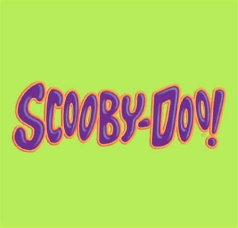 the word scooby - do is in purple and pink on a green background