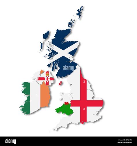 UK British Isles flag map on white background 3d illustration with ...