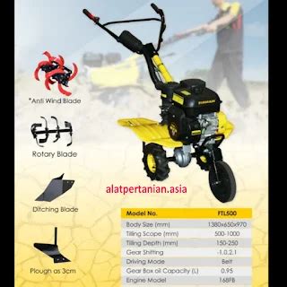 Spesifikasi dan Harga Mesin Traktor Mini FTL500 H Tiller Untuk Tanah Ladang Kering | Pertanian ...