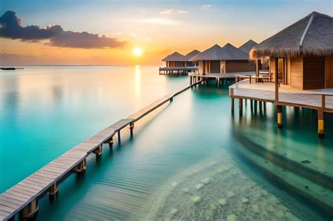 Premium Photo | A beautiful sunrise over a beach resort