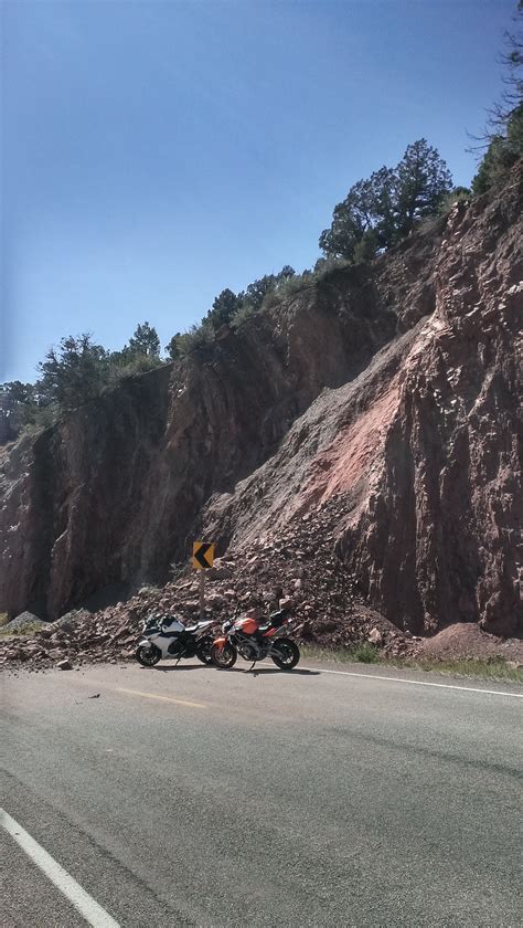 Rock slide we came up on yesterday outside of Manila, UT : motorcycles