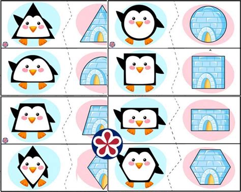 Penguin Shape Matching | TeachersMag.com | Shapes worksheets, Shapes activities, Polar bears ...