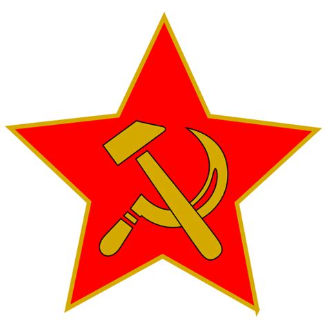 Hammer and sickle in red star vector clip art | Free SVG