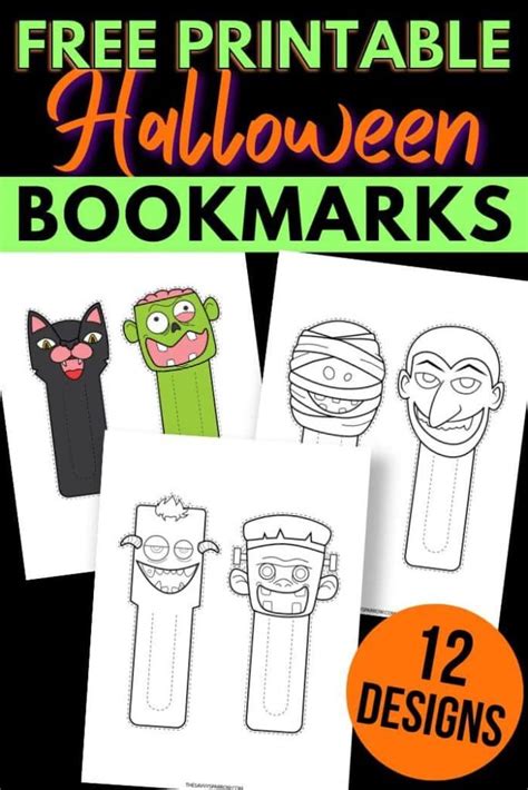 Free Printable Halloween Bookmarks for Kids to Color