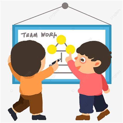 Teams Working Together Clipart Vector, Cartoon Work Team Making Work Plan, Hand Painted, Cartoon ...