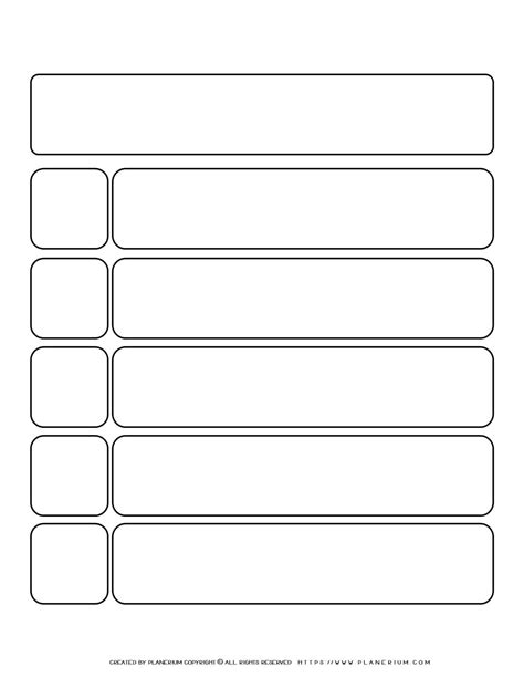 Graphic Organizer - Five Sections Chart with Headline | Planerium