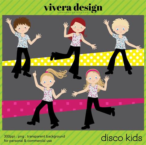 Digital Clip Art Disco Party for Kids Disco Children - Etsy