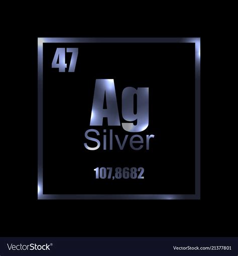 Argentum silver periodic table element on black Vector Image