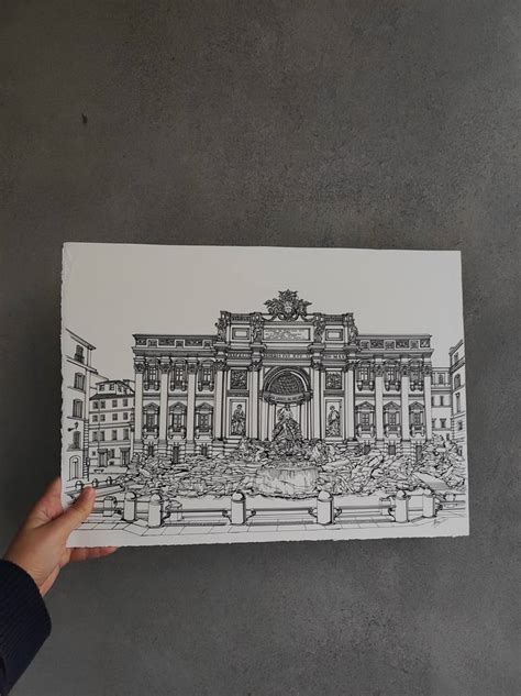 The Trevi Fountain Drawing by Lera Ryazanceva | Saatchi Art