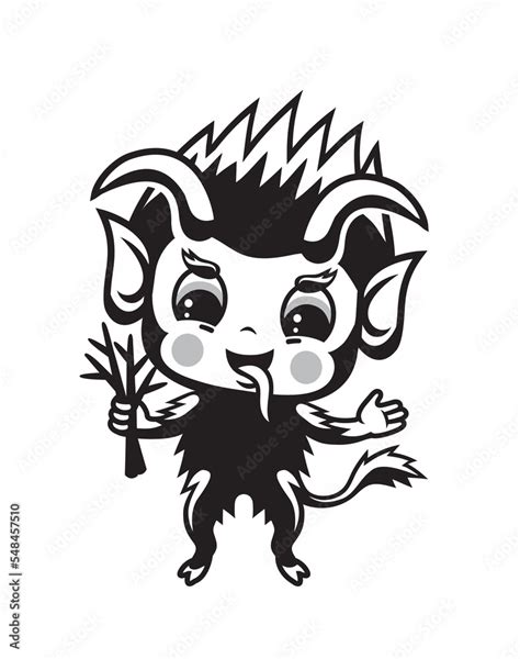 Cute cartoon style illustration of Krampus Stock Vector | Adobe Stock