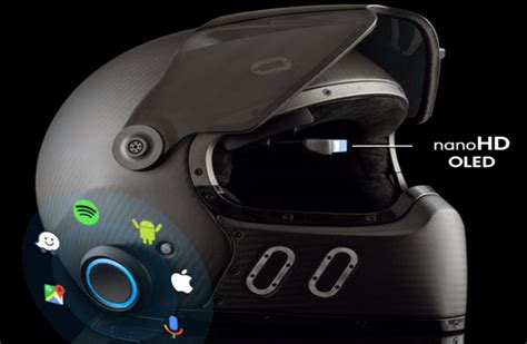 Smart Helmet with Nano OLED Heads Up Display for 100% Image Transparency and Crisp Colors