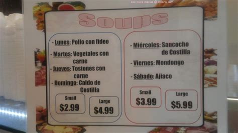 Menu at Meat Emporium restaurant, Orlando