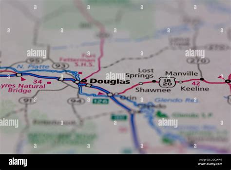 Douglas Wyoming USA shown on a road map or Geography map Stock Photo ...