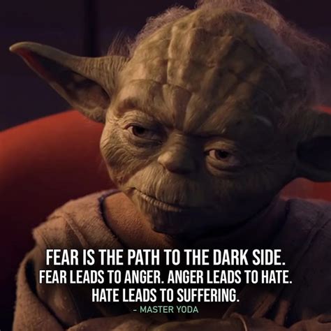 Fear is the path to the dark side. Fear leads to anger. Anger leads to ...