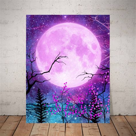 Moon Painting, Moon Art Print, Full Moon, Moon Phases Art Print A4, A3 ...