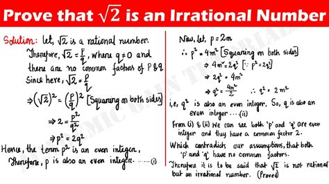 Prove that √2 (Root 2) is an Irrational Number (Rational and Irrational ...