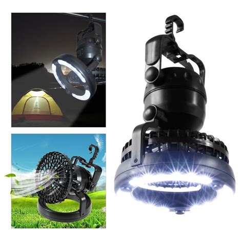 2 in 1 Camping Fan Light Portable Camping Light Hiking Night Hanging lamp Camping Lantern ...