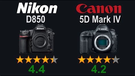 Rating Of Cameras Nikon D850 vs Canon EOS 5D Mark IV - YouTube