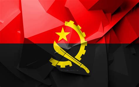 Download wallpapers 4k, Flag of Angola, geometric art, African ...