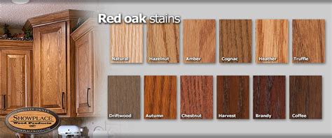 Cabinet woods and finishes from Showplace: Red oak | Red oak, Red oak wood, Red oak stain