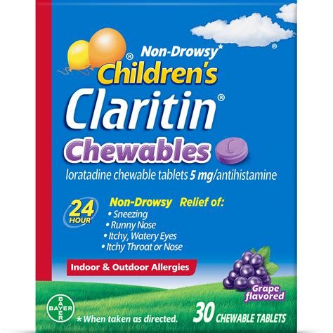 Claritin Kids Allergy Relief, Non-Drowsy 24 Hour Chewable Tablets ...