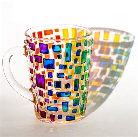 modern mug Stain Glass Rainbow Mug Multi Color Glass Cup Colorful Mug for Women | Modern mugs ...