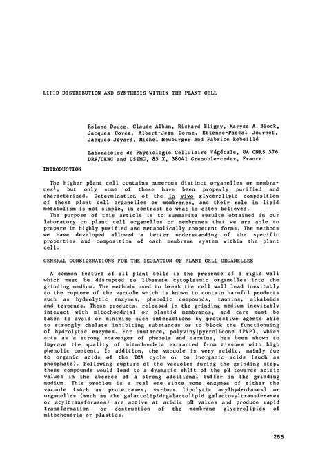 (PDF) Lipid distribution and biosynthesis within the plant cell