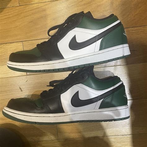 Jordan 1 low green toe Worn quite a bit hence the... - Depop