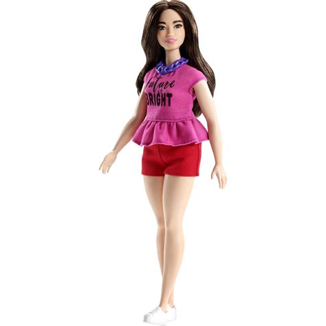 Barbie Fashionistas Doll, Curvy Body Type Wearing Pink Graphic Top - Walmart.com