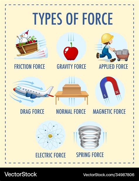 Types force for children physics educational Vector Image