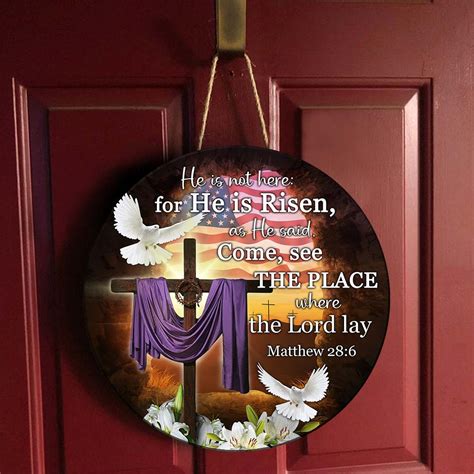 Easter Jesus Round Wooden Sign He Is Not Here For He Is Risen DBD3228WD ...