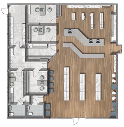 Pharmacy floor plan rendering by Alberto Talens Fernández at Coroflot.com