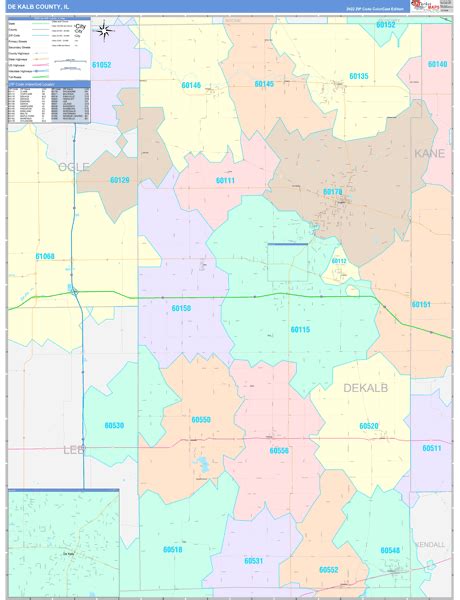 DeKalb County, IL Wall Map Color Cast Style by MarketMAPS - MapSales