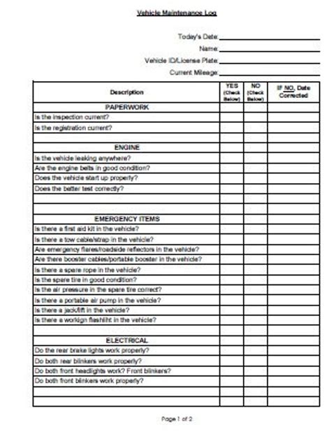 Printable Construction Vehicle Maintenance Checklist. Company - Etsy