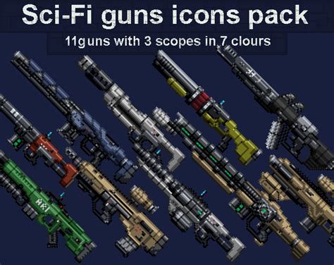 Pixel Art Sci-Fi Guns icons pack by Apokalips123