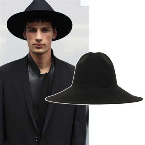 New Mens Homme Felt Wool Fedora Hat Black Wide Brim | eBay