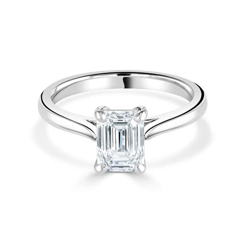 Emerald Cut Platinum Diamond Ring - David M Robinson