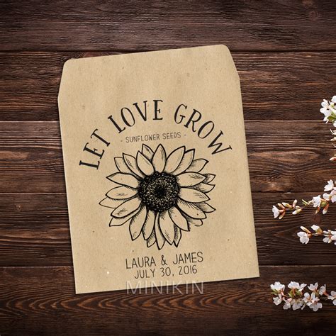 Sunflower Seed Packets Rustic Wedding Favor