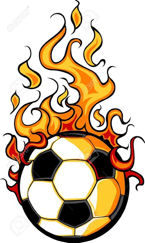 Flaming Soccer Ball Vector Cartoon burning with Fire Flames Stock ...