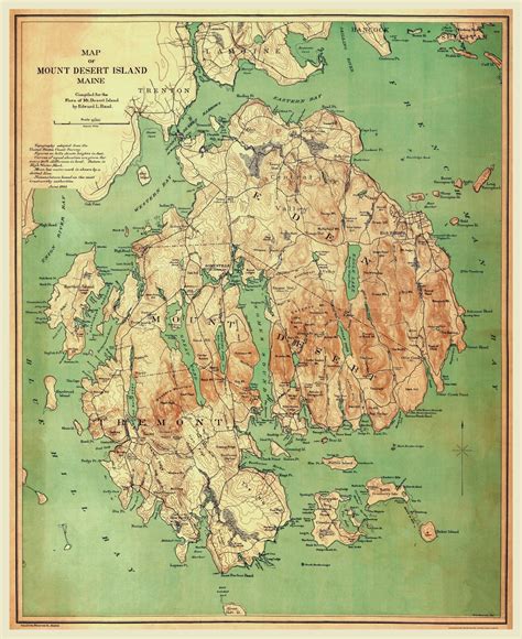 Acadia National Park, Maine 1893 (Mt. Desert Island) - Kroll Antique Maps