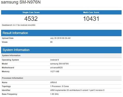 Galaxy Note 10 5G GeekBench Benchmark Shows Good Scores